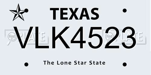 VLK4523 Texas License Plate