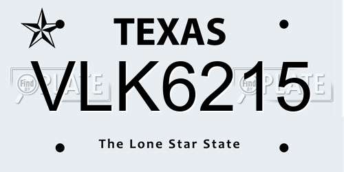 VLK6215 Texas License Plate