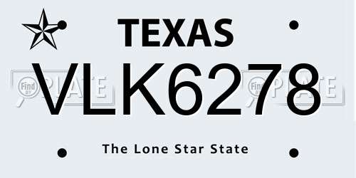 VLK6278 Texas License Plate