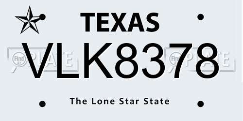 VLK8378 Texas License Plate
