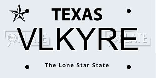 VLKYRE Texas License Plate