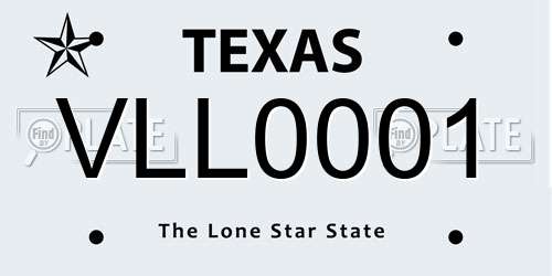 VLL0001 Texas License Plate