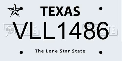 VLL1486 Texas License Plate