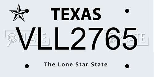 VLL2765 Texas License Plate
