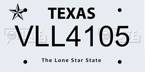 VLL4105 Texas License Plate