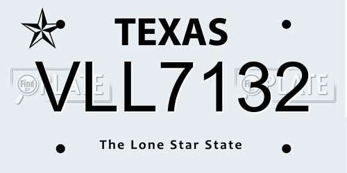 VLL7132 Texas License Plate