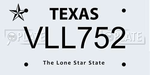 VLL752 Texas License Plate