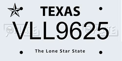 VLL9625 Texas License Plate