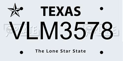 VLM3578 Texas License Plate