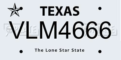 VLM4666 Texas License Plate