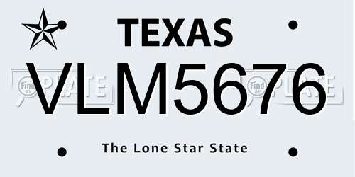 VLM5676 Texas License Plate