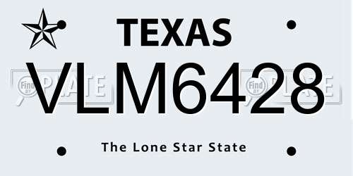 VLM6428 Texas License Plate
