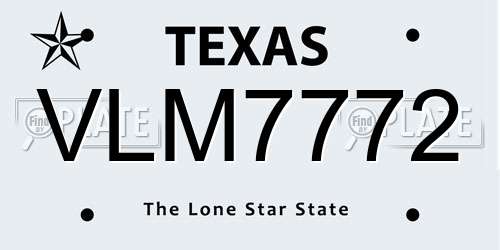 VLM7772 Texas License Plate