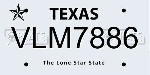 VLM7886 Texas License Plate