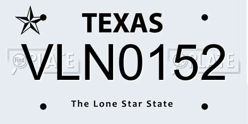 VLN0152 Texas License Plate