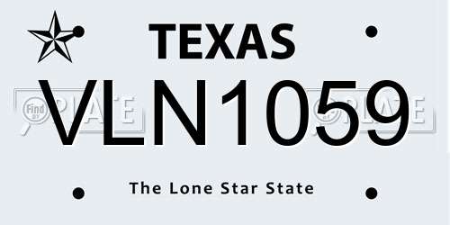 VLN1059 Texas License Plate