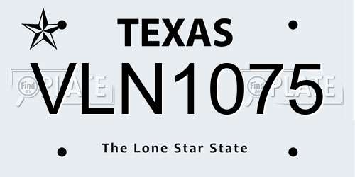 VLN1075 Texas License Plate