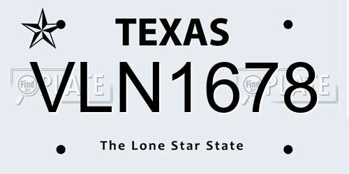 VLN1678 Texas License Plate