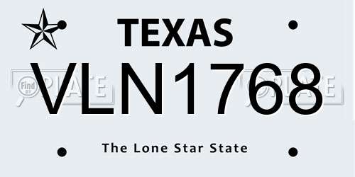VLN1768 Texas License Plate