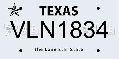 VLN1834 Texas License Plate
