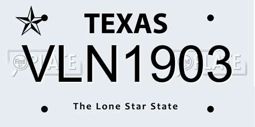 VLN1903 Texas License Plate