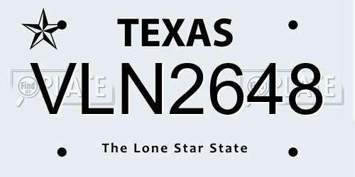 VLN2648 Texas License Plate