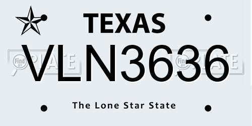 VLN3636 Texas License Plate