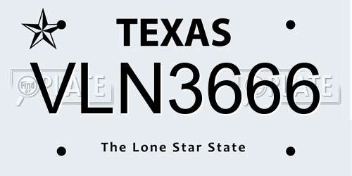 VLN3666 Texas License Plate