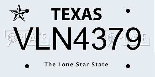VLN4379 Texas License Plate