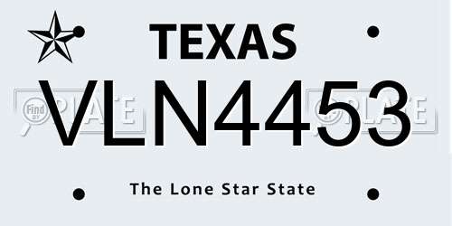 VLN4453 Texas License Plate