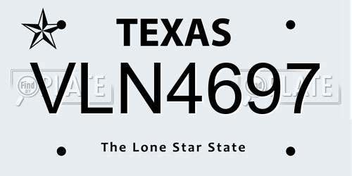 VLN4697 Texas License Plate
