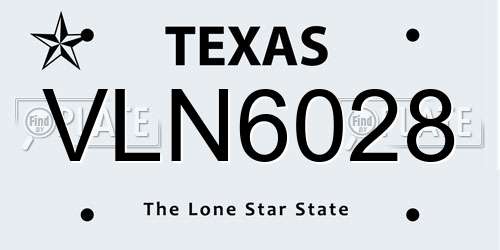 VLN6028 Texas License Plate
