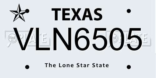 VLN6505 Texas License Plate