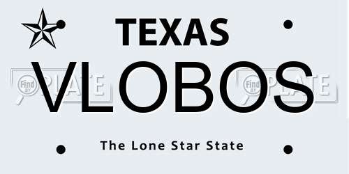 VLOBOS Texas License Plate