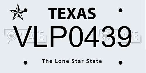 VLP0439 Texas License Plate
