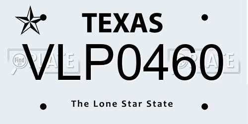 VLP0460 Texas License Plate
