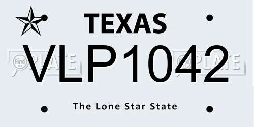 VLP1042 Texas License Plate