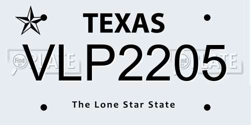 VLP2205 Texas License Plate