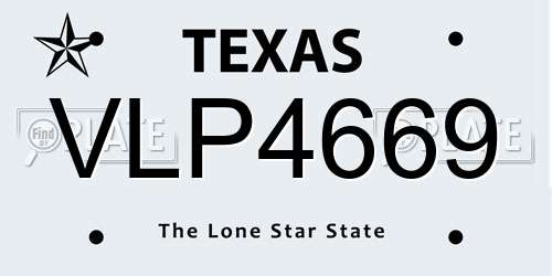 VLP4669 Texas License Plate