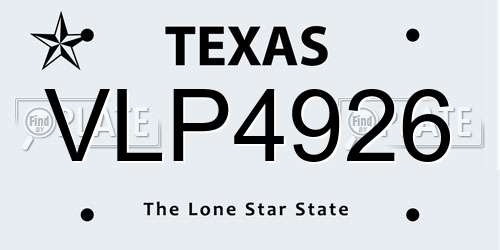 VLP4926 Texas License Plate