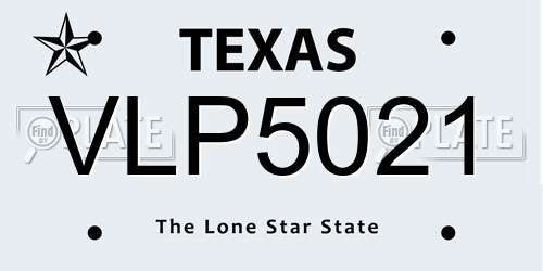 VLP5021 Texas License Plate