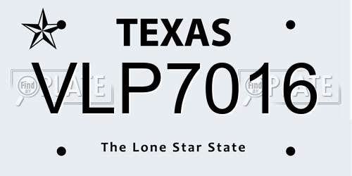 VLP7016 Texas License Plate