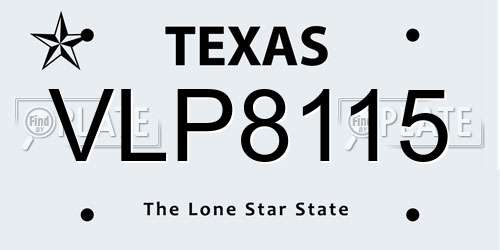 VLP8115 Texas License Plate