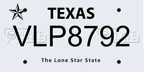 VLP8792 Texas License Plate