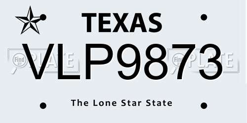 VLP9873 Texas License Plate