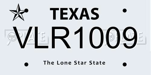 VLR1009 Texas License Plate