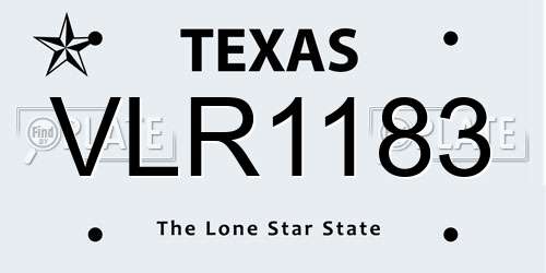 VLR1183 Texas License Plate