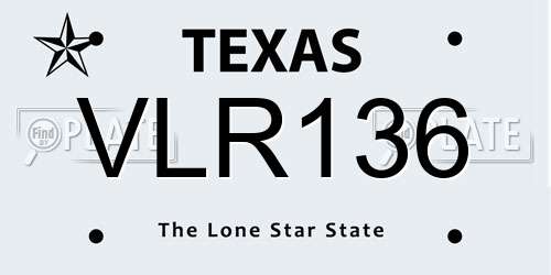 VLR136 Texas License Plate