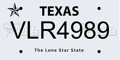 VLR4989 Texas License Plate