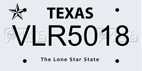 VLR5018 Texas License Plate